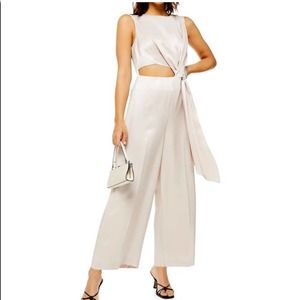 Topshop Cut Out Satin Jumpsuit